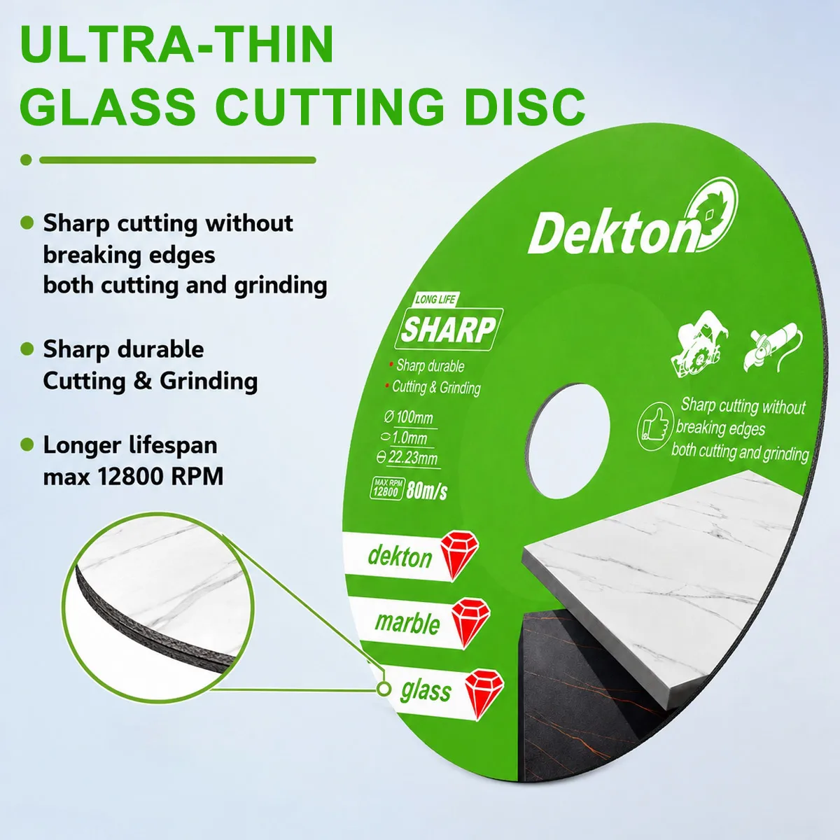 Diamond Cutting Disc for Marble, Tile, Glass, and Jade Polishing - 22.23mm Brazing Saw Blade, 100-125mm Diameter