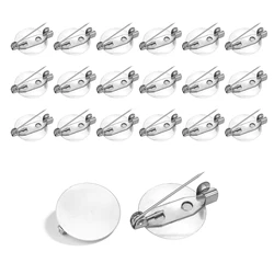 20-Piece Set of Round Flat Brooch Base Trays for Jewelry Making and DIY Crafts (Dia 15mm)