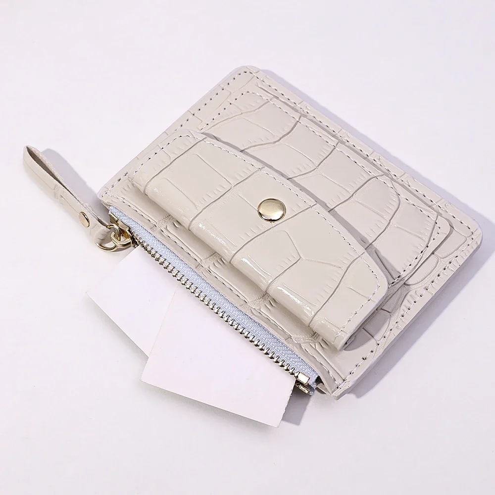 Coin Purse Coin Wallet Women Wallet Card Wallet Women Short Hand-held Wallet Simple PU Leather Multi-Slot Zipper Keychain Small Card Bag Holder Crocodile Pattern Coin Purses