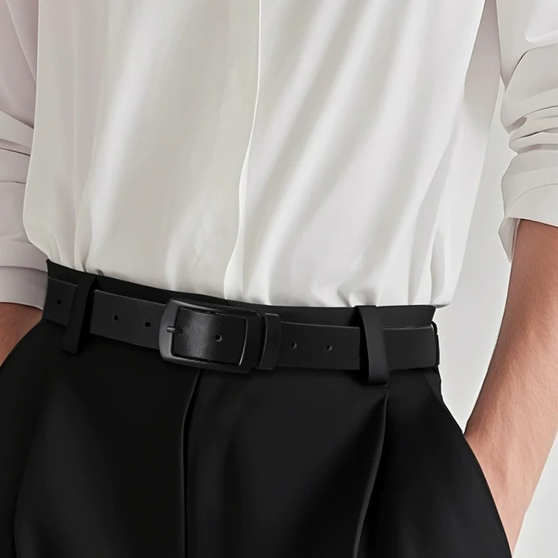 New Men's High-Quality PU Leather Belt Metal Pin Buckle Belt Leisure Business Waistband Fashionable Male Accessory Designer Belt