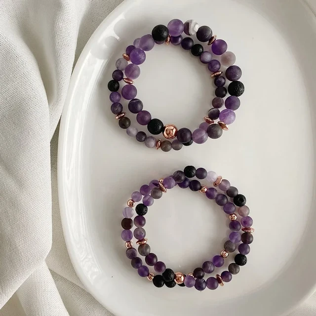 Empowerment Bracelet: Amethyst, Black Obsidian, & Sodalite Combo, 8 mm  Round Courage and Confidence Crystals (Crystal Bracelet)