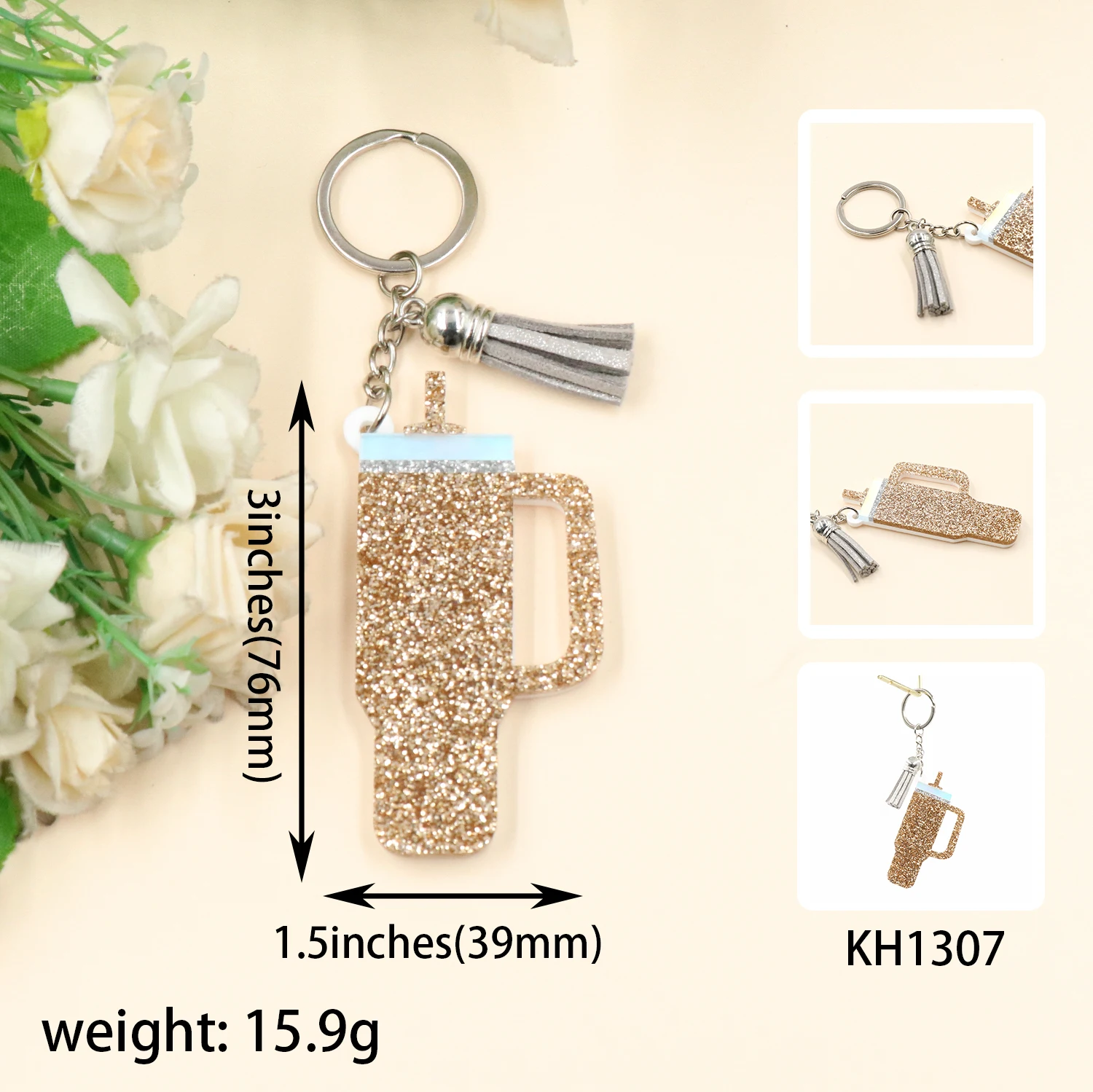 1piece New product Inspired Tumbler Cup Keychain Glitter Acrylic Gift for Cup Lover