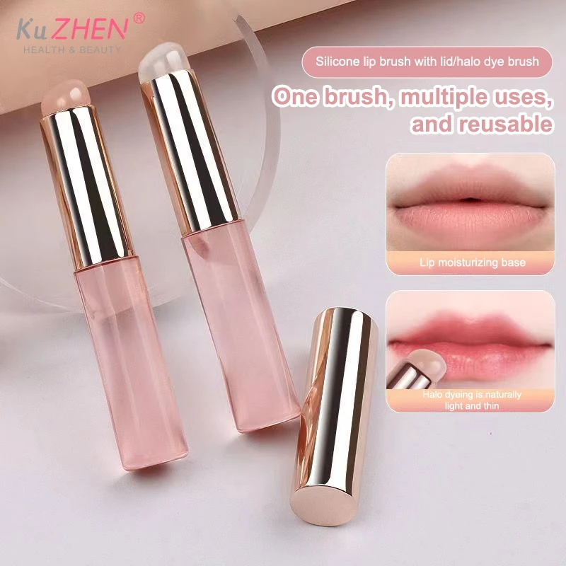 29typesSiliconeLipBrushWithLidRoundHeadMakeupBrushLipstickApplicatorMultiUseMini