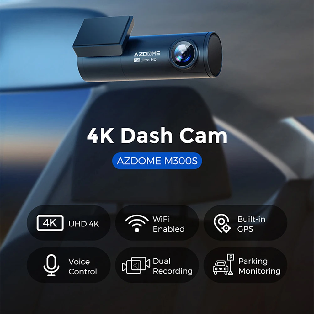 

AZDOME M300S 2 Channel Car Recorders 4K+1080P Rear Camera 800MP Lens GPS Wifi Car DVR Voice Control Dash Cam Night Vision