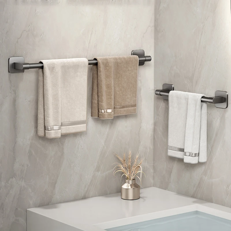 Towel Holder Space Aluminum No Drilling Bathroom Towel Organizers Self-adhesive Bar Bathroom Shelves Hand Bar towel rack towel holder