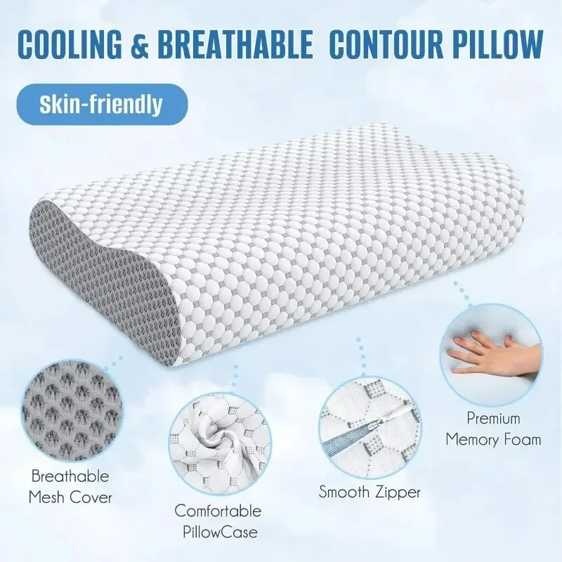 Neck And Shoulder Pain Relief Memory Sponge Pillow Slow Rebound Breathable Deep Sleep Neck Pillow Soft Cool Neck Pillow 3