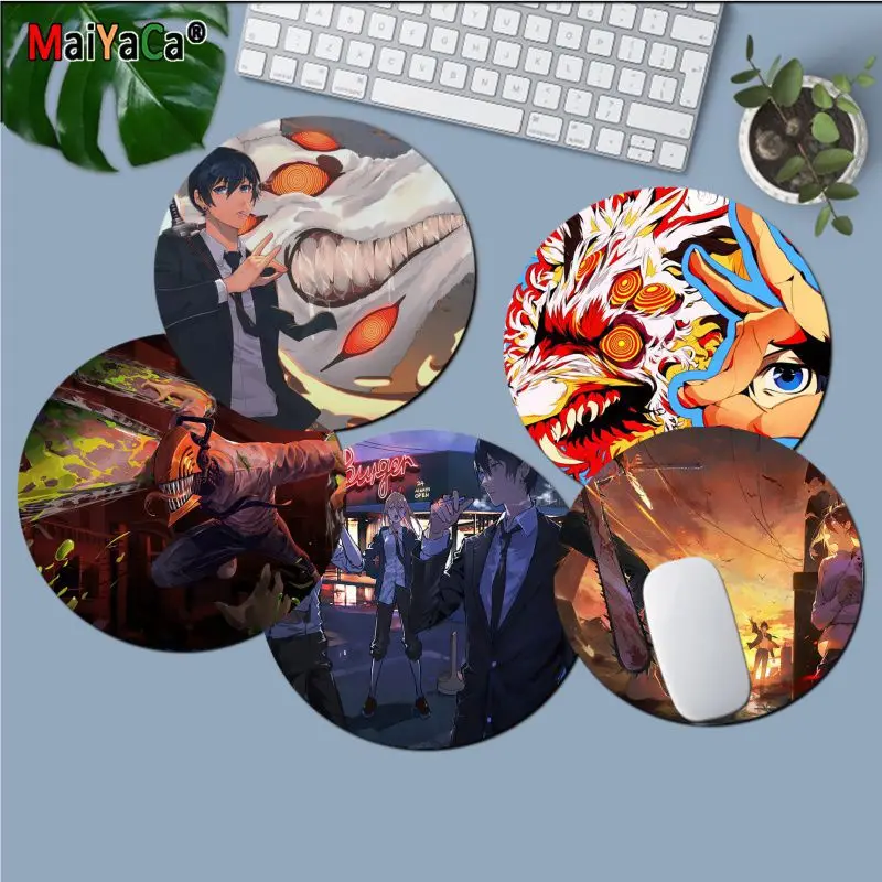 

Anime Chainsaw Man Mousepad Round Custom Skin Office Computer Desk Mat Table Keyboard Big Mouse Pad Laptop Cushion Non-slip