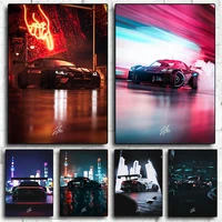 Neon Design Luxury Car Tokyo Drift Poster And Print Canvas Painting Modern Wall Art For Living Room Home Decor Cuadros No LED