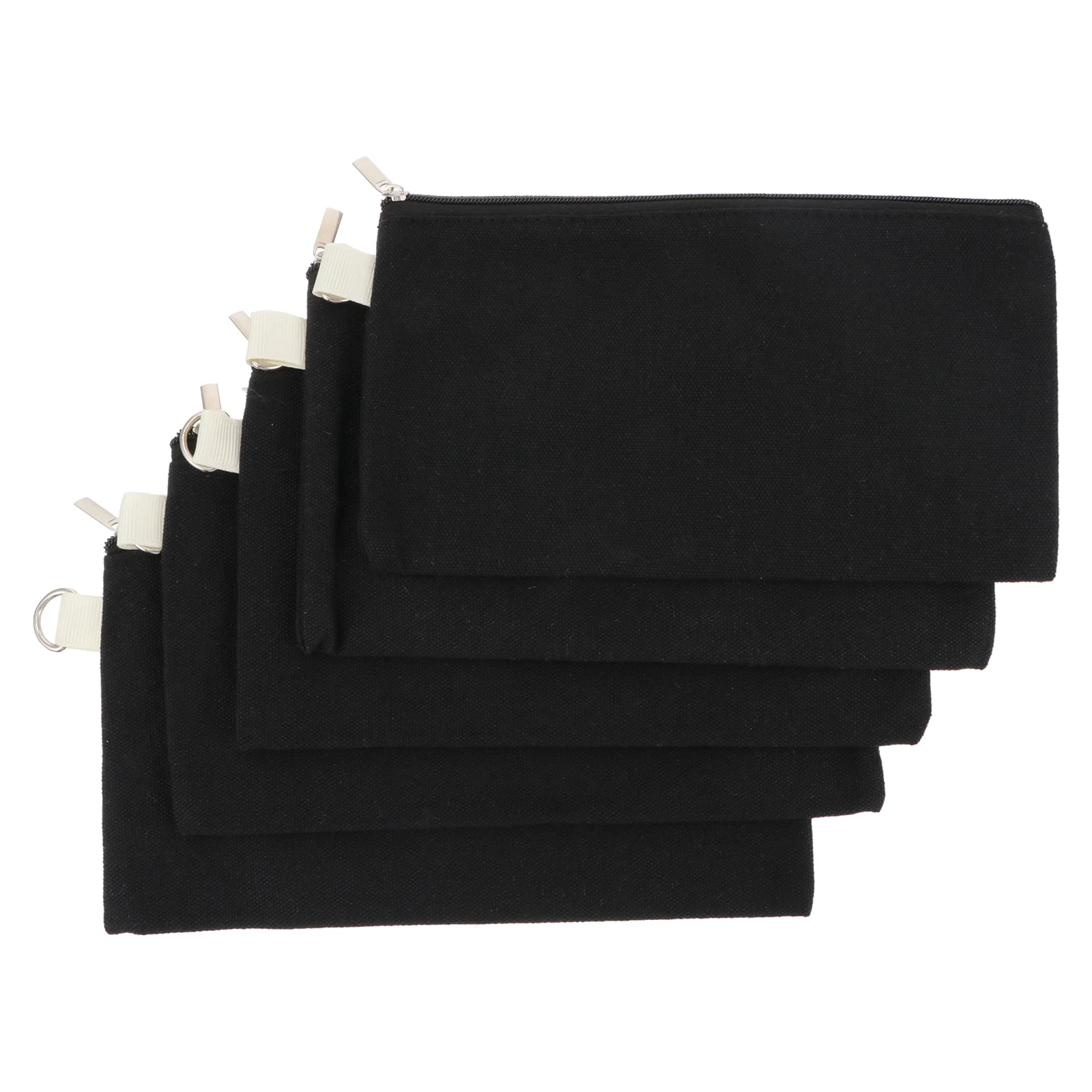 

5pcs Zipper Canvas Bag Black Clutch Bag Fashion Women Makeup Organizer