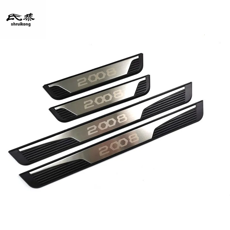 Auto Dorpel Beschermers Strips 4 stuks, Auto Instaplijstbescherming, Roestvrijstalen Drempelbeschermers Welkom Pedalen voor Peugeot Traveller V I 2016-2024,C
