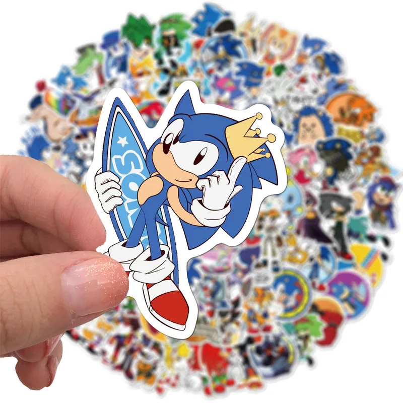 10/100PCS Japan Anime Sonic Waterproof Stationery Sticker Skateboard Suitcase Luggage Guitar Stickers Kid Toy Sticker