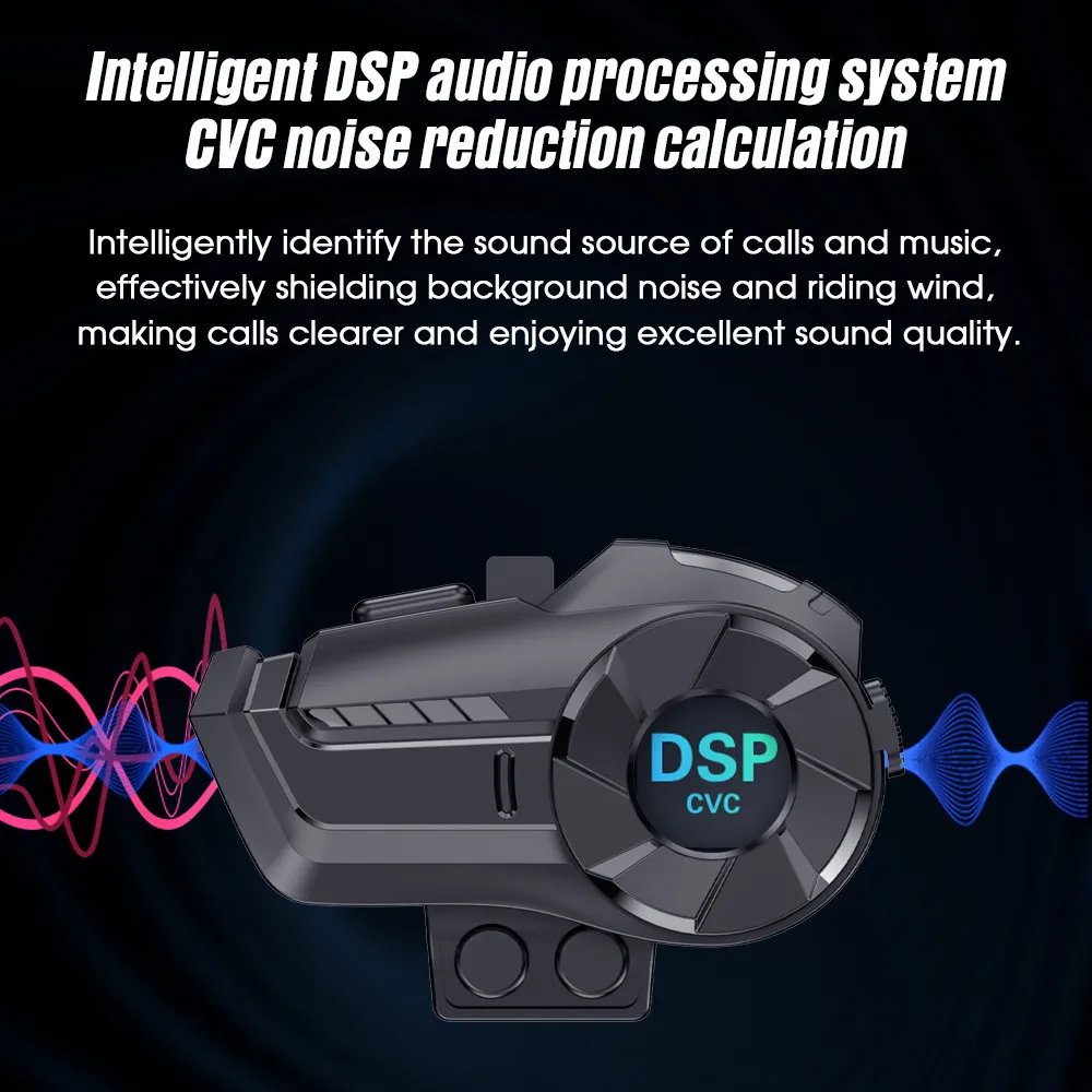 Motorcycle FM Radio Helmet Intercom Headset 800M HY-1001 Talking Bluetooth 5.0 HeadsetMicrophone Waterproof For 2 Ri