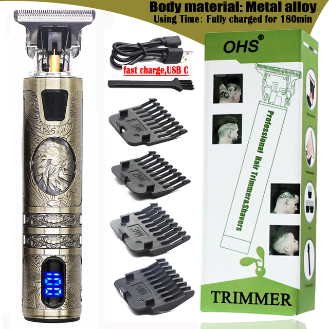T9 0mm Professional Hair Clipper Electric Rechargeable Men Hair Shaver Beard Trimmer Beard Barber Hair Cut Cutting Machine