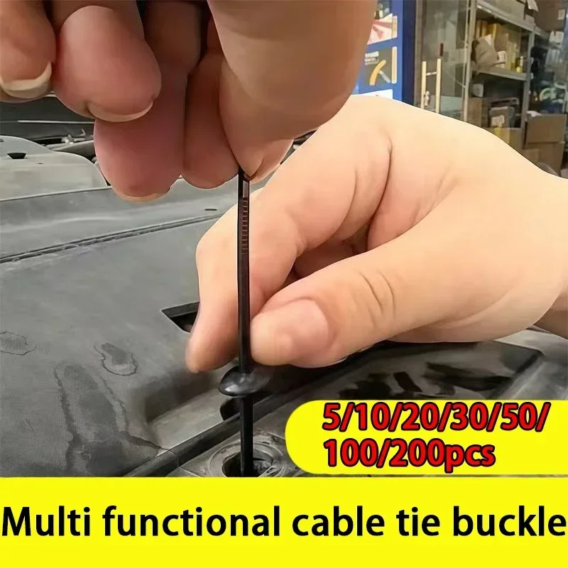 Self-locking Nylon Universal Cable Tie Buckle Heavy Duty Zip Ties with Pin & Button Car Daily Repair Fastening Strap