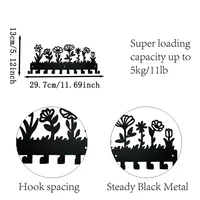 Flower Design Metal Key Holder Wall-Mounted Rack with Hooks, Elegant Storage for Coats and Keys, Stylish Wall Art and Organizer 2