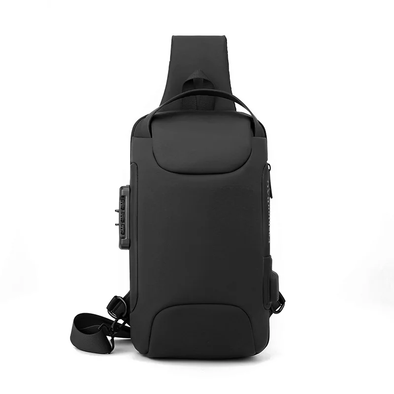 Shoulder Sling Bag Multifunction Short Travel Messenger Chest Pack For Male Men's Waterproof USB Oxford Crossbody Bag