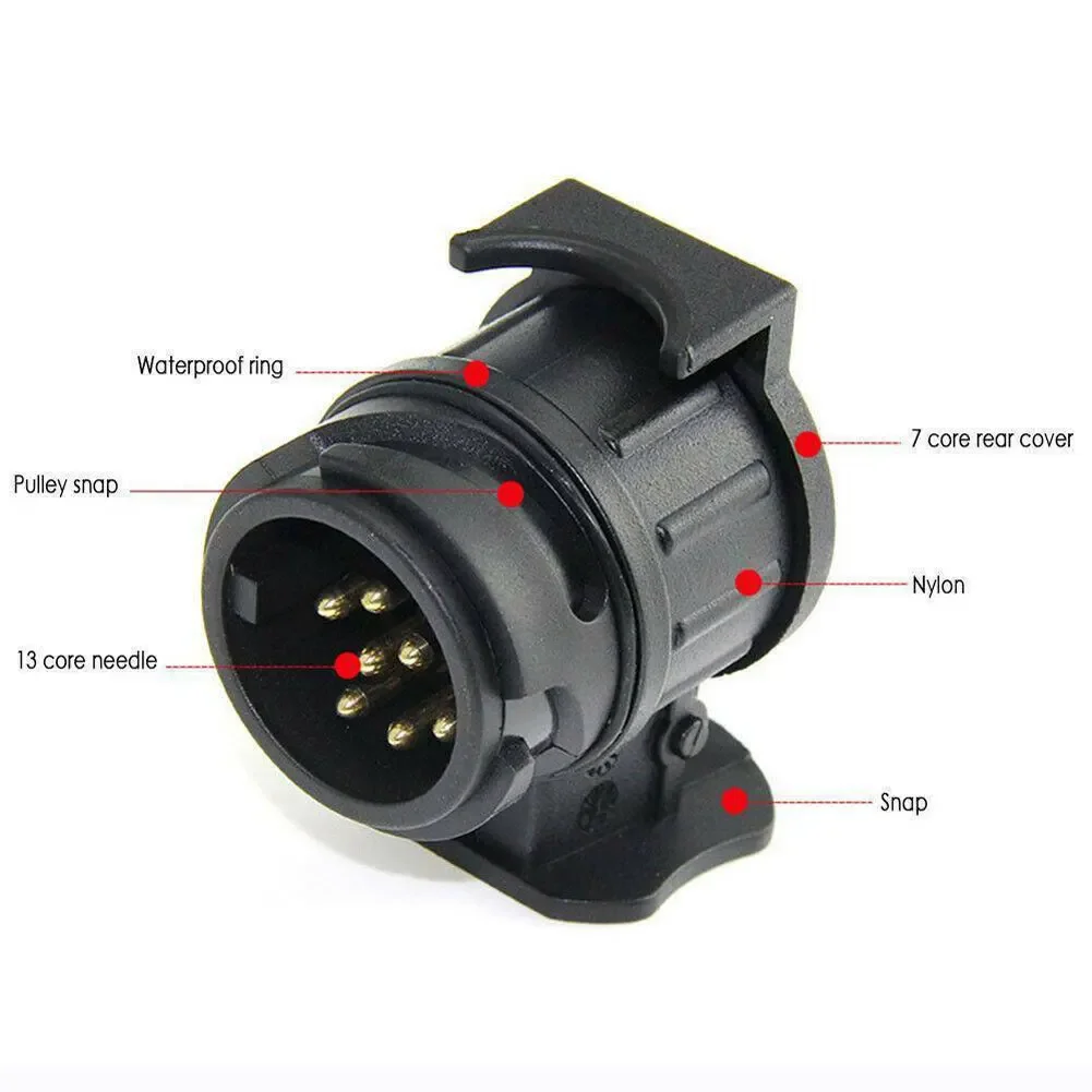 Trailer Plug Adapter 7 Pin To 13 Pin Plug Adapter Trailer Connector 12V Towbar Towing Waterproof Plugs Socket Adapter Car Truck Caravan Accessories