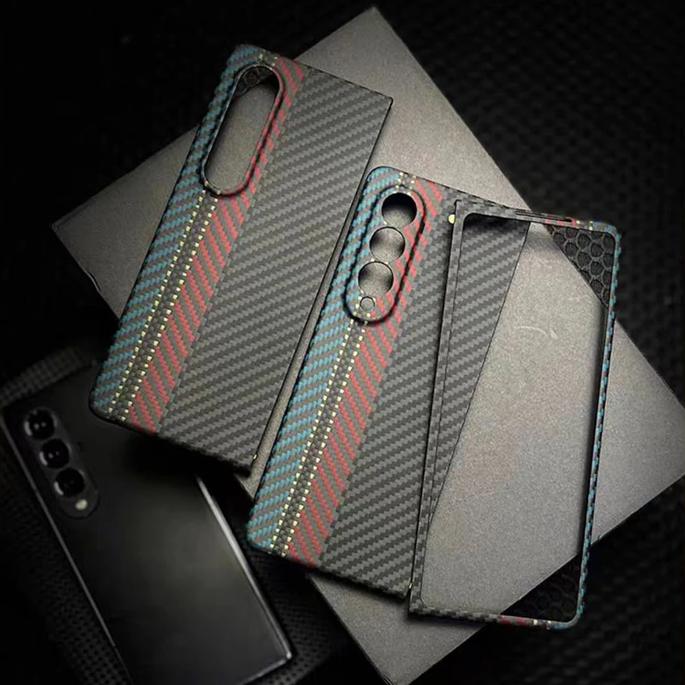 Commercial Kevlar Real Carbon Fiber Phone Case For Samsung Galaxy Z Fold 5/ Fold 4 Ultra-Thin Aramid Fiber Shockproof Cover