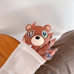 Kawaii Dropout Bear 3D Cartoon Earphone Case - Creative Teddy Bear Silicone Cover - airpods 3 (01)