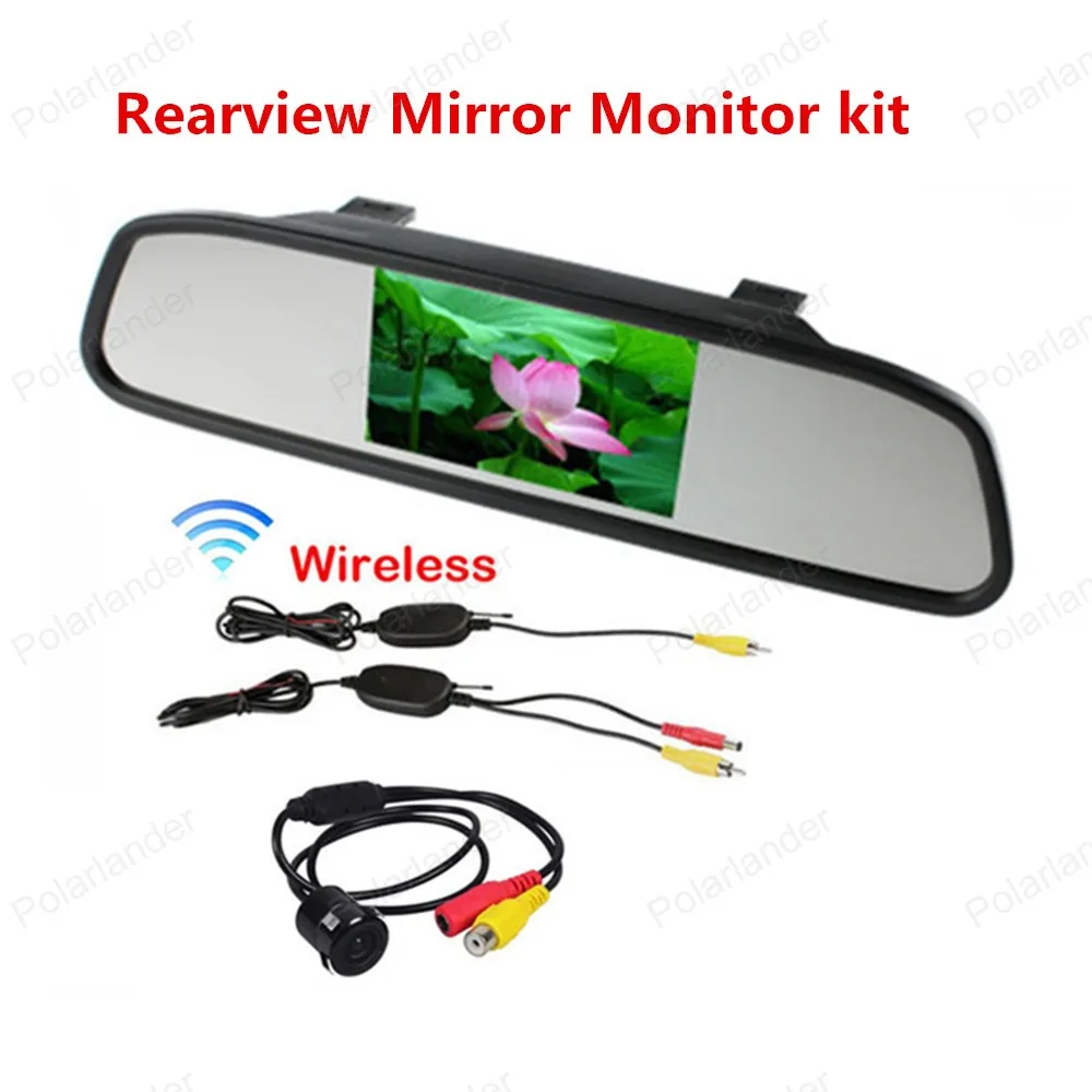 

Car Monitors 4.3 Inch 480x234 Rearview Mirror Monitor Reverse Parking Backup Camera Wireless Transmitter Receiver Kit