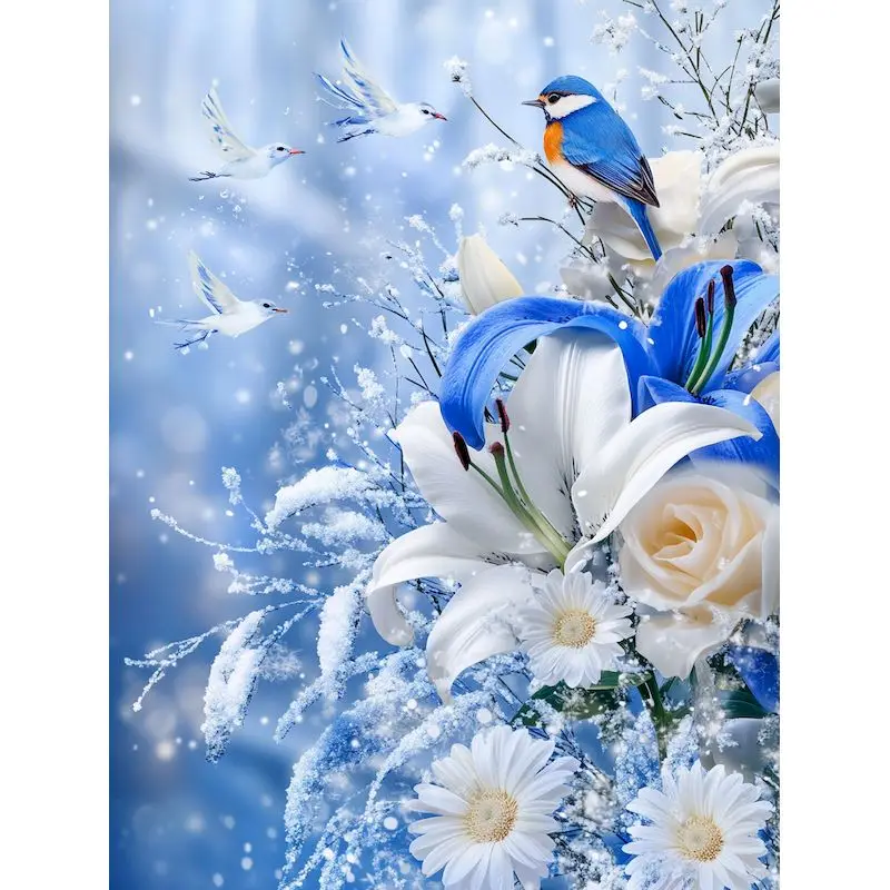 RUOPOTY Pittura fai da te con i numeri Kit per adulti Uccelli Fiori Animali Vernice acrilica su tela con cornice per decorazioni domestiche 1