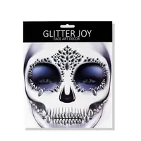 1Pc Face Jewel Makeup Sticker For Carnival Halloween Festival Skull Bone Dressing With Teeth Party Night Club Makeup Body Art 1