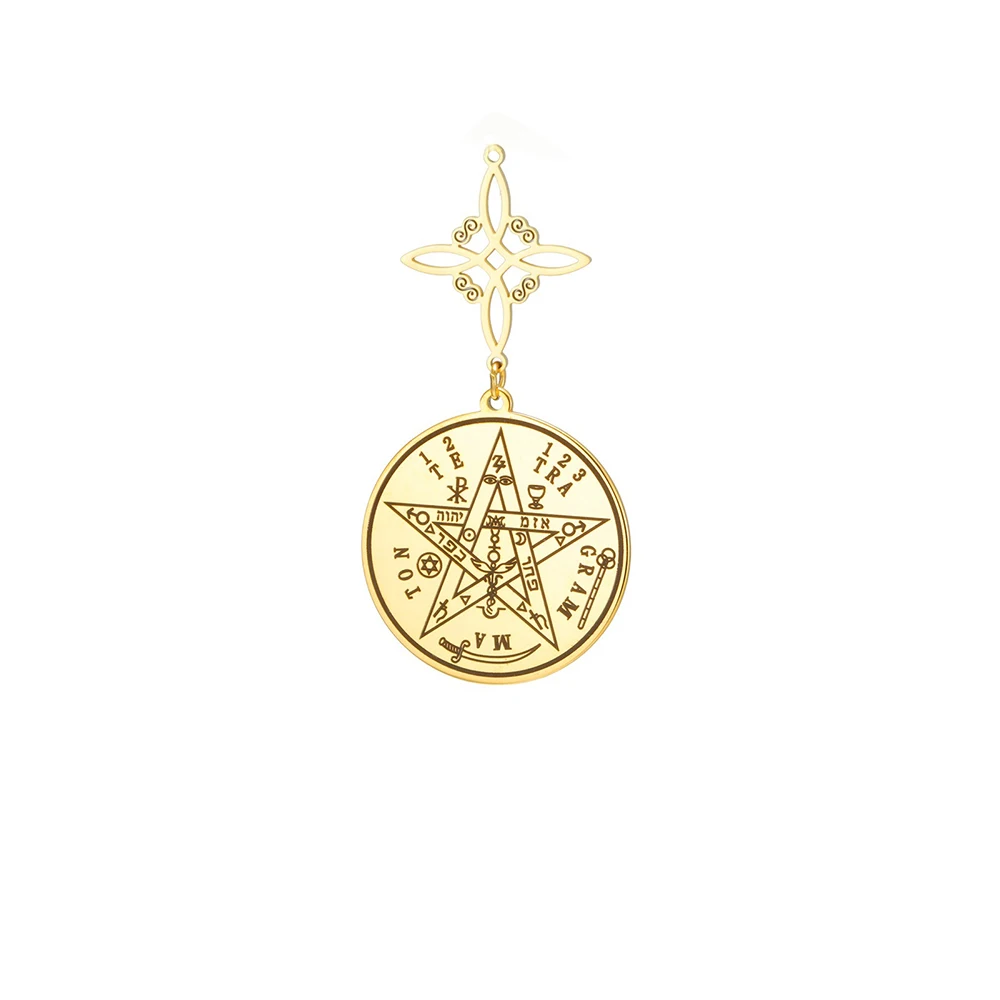 2025 Neuankömmling Mystischer Anhänger Hexenknoten Pentagramm Tetragrammaton Okkultes Symbol Charm für DIY Esoterische Halskette – Detail 6