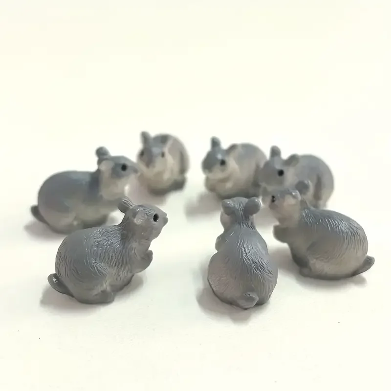 5/10 Pcs 미니 미니어처 회색 마우스 수지 인형, 요정 정원 액세서리, 마이크로 풍경 DIY 공예 홈 인테리어