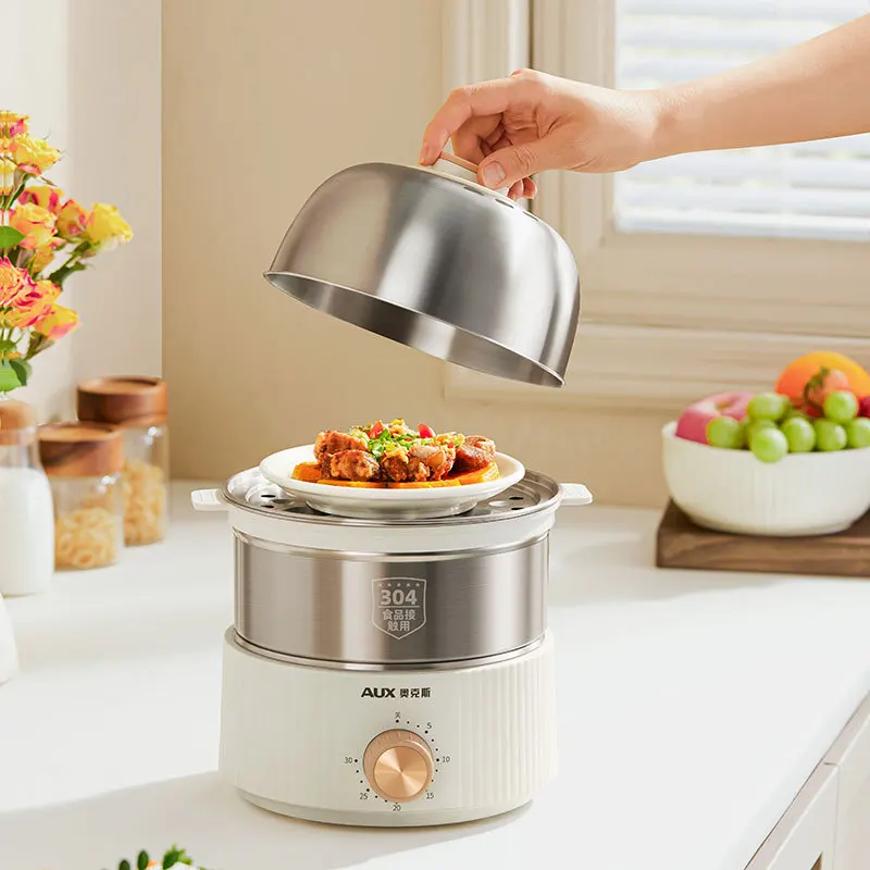 350W Electric Egg Cooker Timed Egg Boiler Breakfast Machine Automatic Steamer Egg Custard Steaming Cooker Food Warmer 2 Layers 3