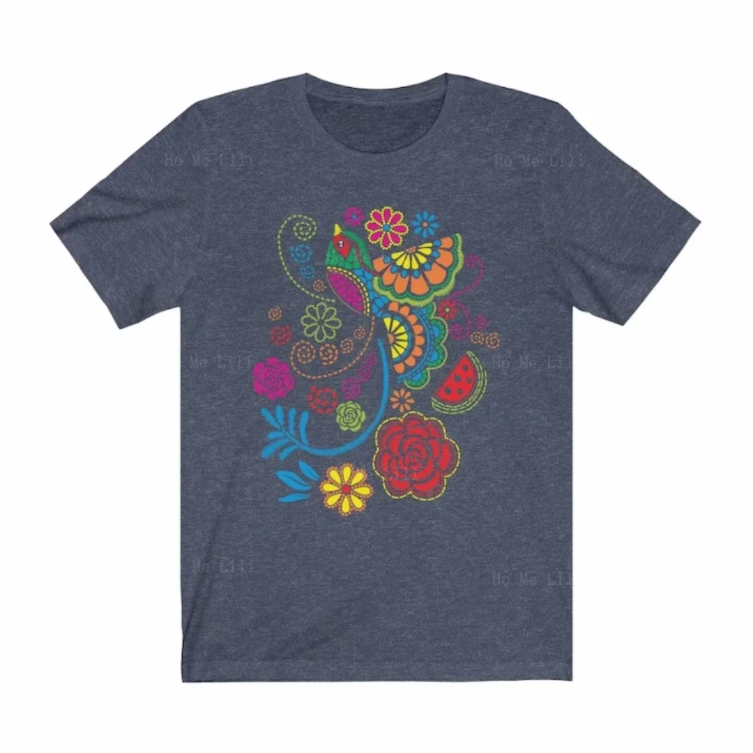 Messico Camicia Donna Stampa Camicia Uccello Amante Regalo Arte Maglietta Messicana Latina Blusa Mexicana Artesanias Custom
