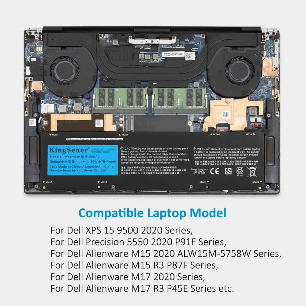 Bateria para Dell Xps 15 9500 9510 9520 9530 Precisão 5550 5560 G15 5510 5511 5520 5515 5521 g7 15 7500 P91f P87f 86wh 69kf2 - Imagem 3