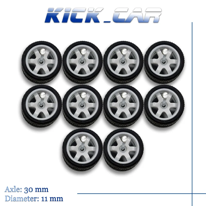 KicarMod 1/64 Wheels with Tires from TE37 Toy Wheels for Hobby Diecast Model Cars Hot Wheels Modified Parts 5 set/pack 6