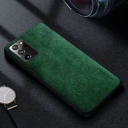 Elegant Retro Business Leather Phone Case - Premium Luxury Cover in Solid Colors for Samsung Galaxy Note 20 Ultra (Green)