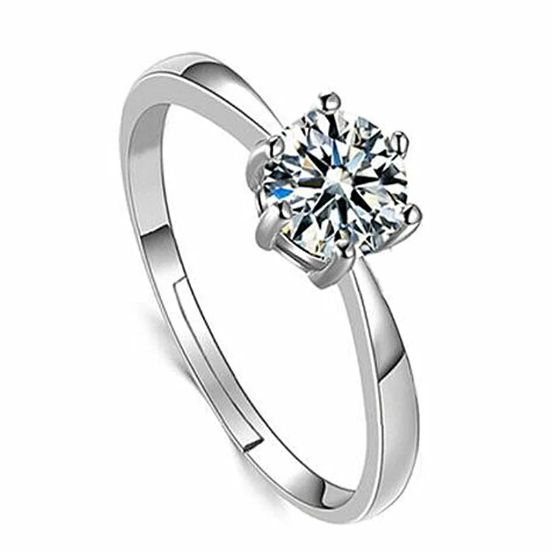 925 sterling Silver Shining crystal Couple Rings For women adjustable size Luxury Fashion Party Wedding Accessories Jewelry Gift silver rings,silver ring,wedding rings