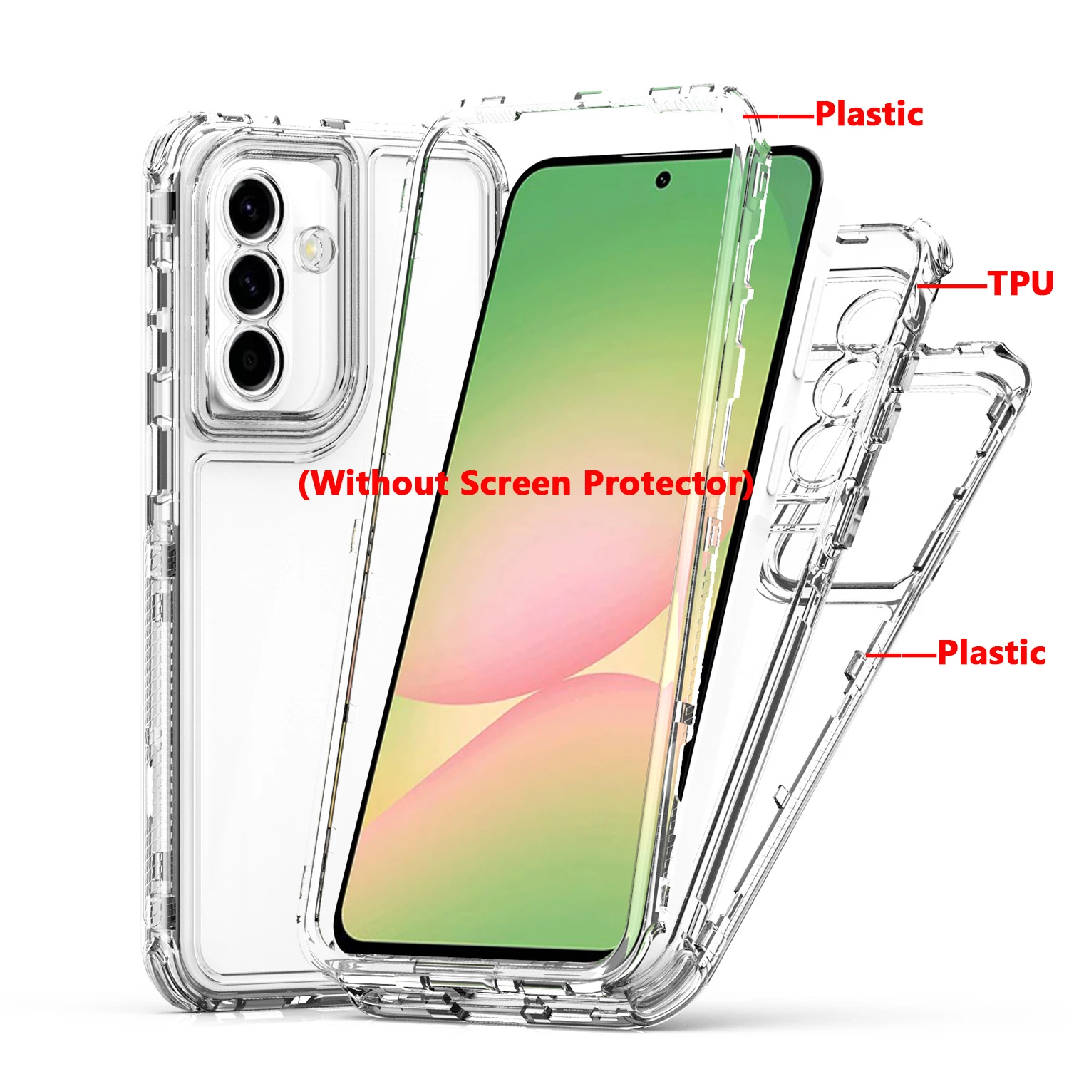 Rugged Armor 3-in-1 Protective Case with Plastic Frame & TPU Acrylic Back Cover