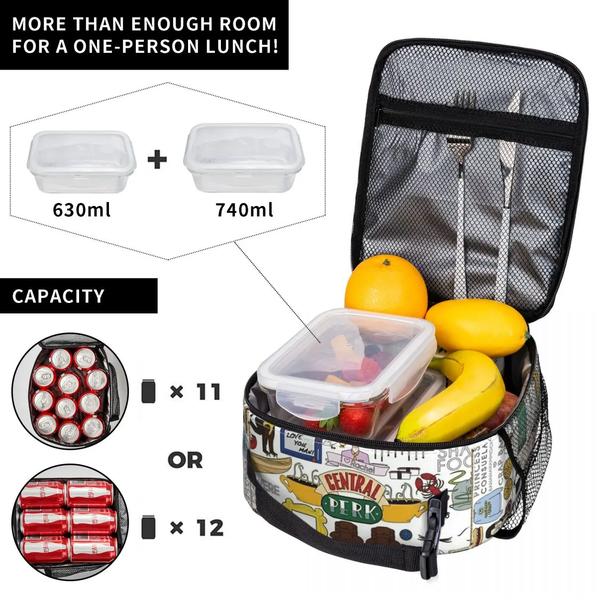 Friends American TV Series Insulated Lunch Bag Thermal Bag Lunch Container Central Perk Tote Box Food Storage Bags Picnic