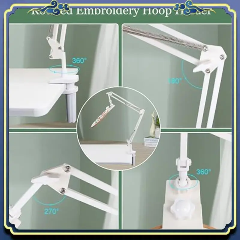 Adjustable Embroidery Hoop Stand-Folding Embroidery, 360 Degree Rotating Crossstitch Stand For Needle Point Projects A Durable