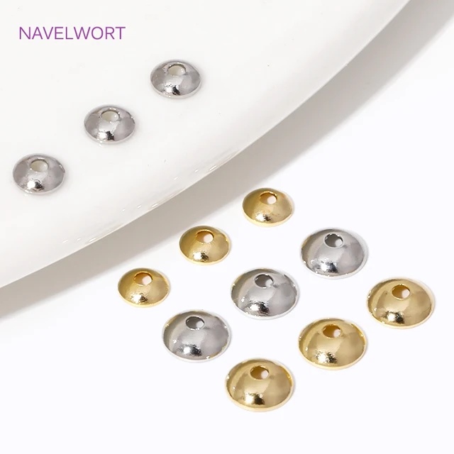 50/100pcs 3-4mm 14K Gold Plated Brass Round Bead Caps Spacer Beads For Jewelry Making DIY Bracelet Necklace Making Accessories 2