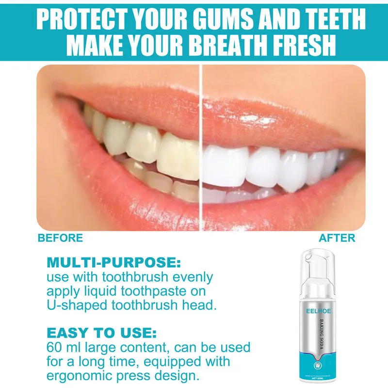 

Teeth Whitening Mousse Toothpaste Dental Bleach Cleaning Tools Oral Hygiene Fresh Breath Removes Stains tartar Whitening Teeth