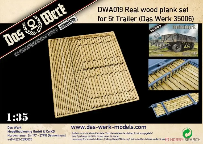 Das Werk Dwa019 1/35 Set Di Tavole In Vero Legno Per Rimorchio 5R