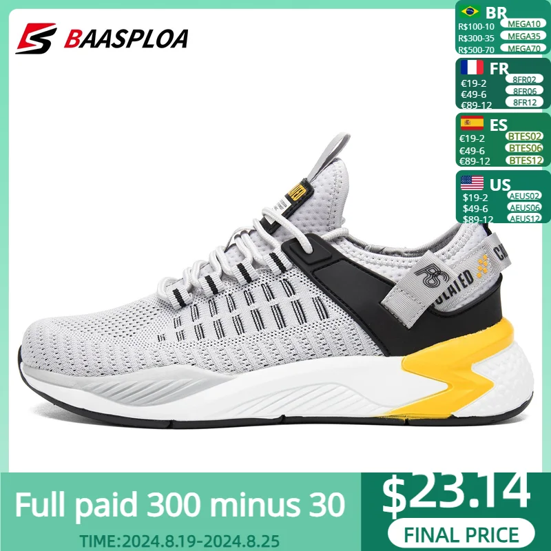 Running Shoes Men Sneakers Baasploa Men's Running Shoes Lightweight Breathable Mesh Wear-resistant Non-slip Tennis Walking Shoes