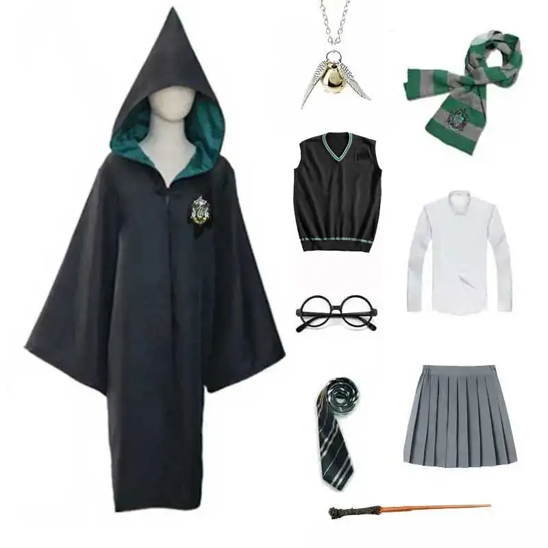 thumbnail image 1 of Disfraz de Halloween para niños y adultos, estilo Potter de la Escuela de Magia de Ravenclaw, bata de Cosplay para niños y niñas, trinchera para fiesta, 1 of 4