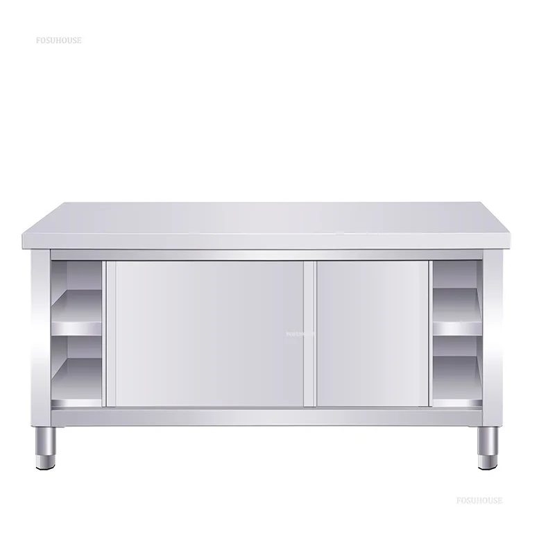 Stainless Steel Kitchen Cabinet Workbench Kitchen Furniture Commercial Operating Table for Hotel Home Cupboard with Sliding Door 3
