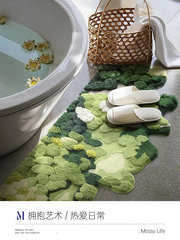 

Wool moss forest handmade carpet, high-end living room, bedroom, green bay window, bedside blanket