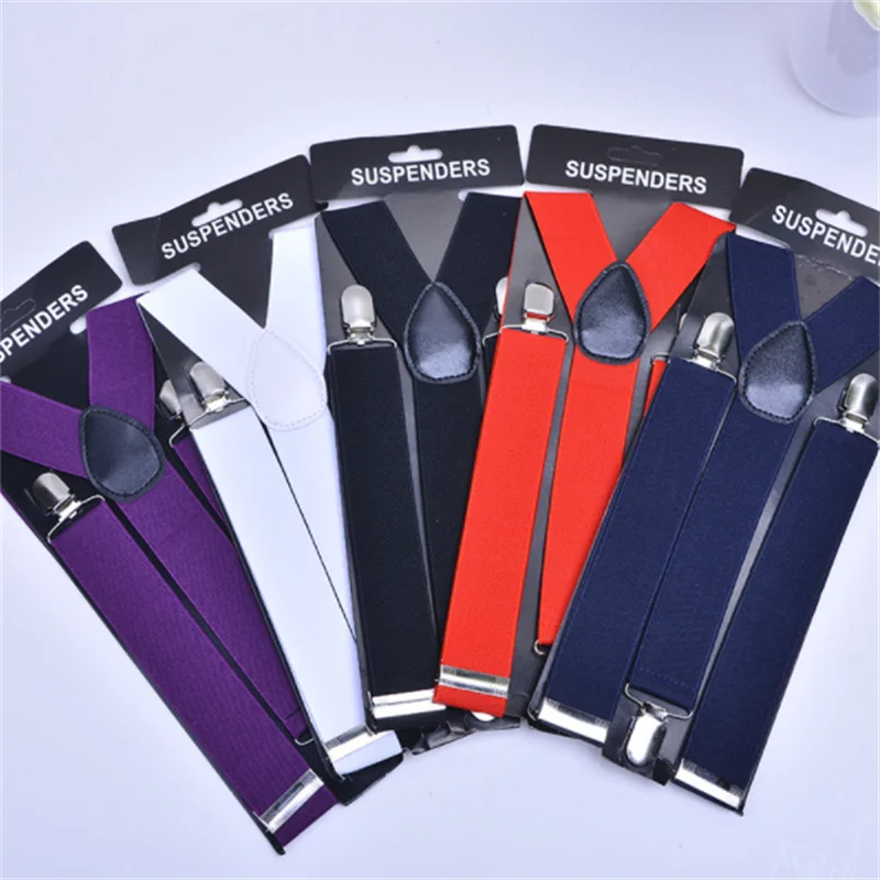Work Suspenders Solid Color Elastic Leather Suspenders Braces Men Women Adjustable Straps Wedding Suit Skirt Accessories Gift