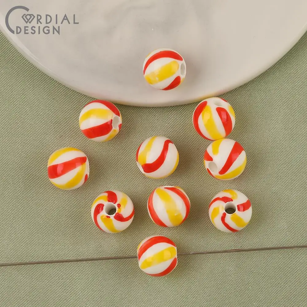 Cordial Design 100Pcs 10*10MM DIY Necklace Bracelets Making/Multicolor Ceramics Beads/Hand Made/Jewelry Findings & Components - cordial