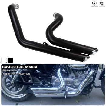 Exhaust Full System Dual Silencer Twin Slash Cut Muffler Fits For Harley Sportster XL 883 Iron 1200 Custom X48 72 XL883 XL1200