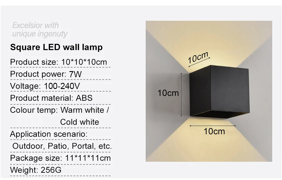 LED Wall Lamps 7W Cold White Warm White Waterproof Outdoor Interior Modern Nordic Square Wall Lights For Indoor Garden Corridors