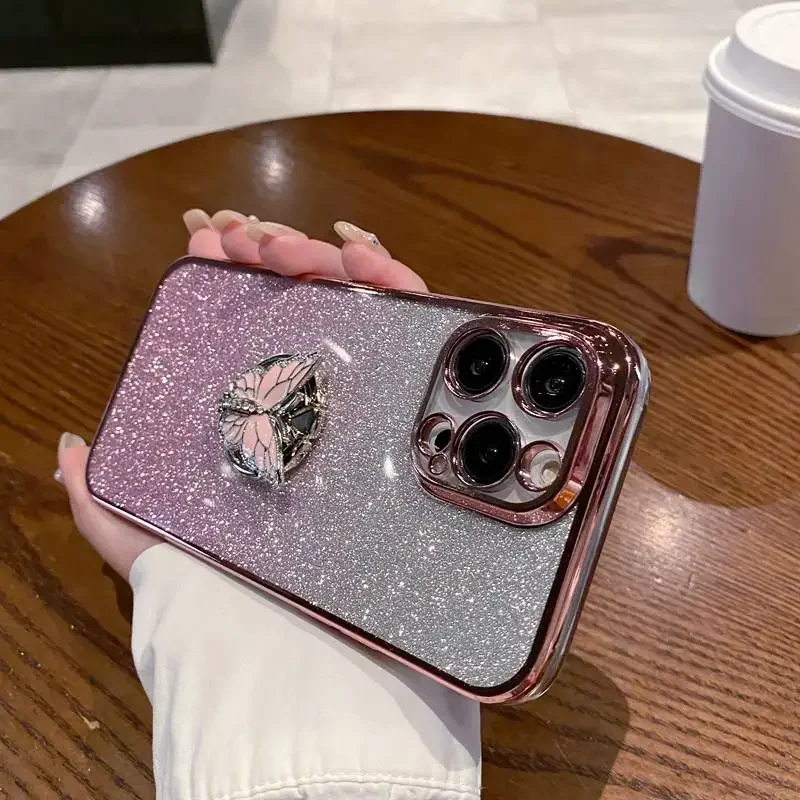 3D Butterfly Ring Stand Soft Phone Case
