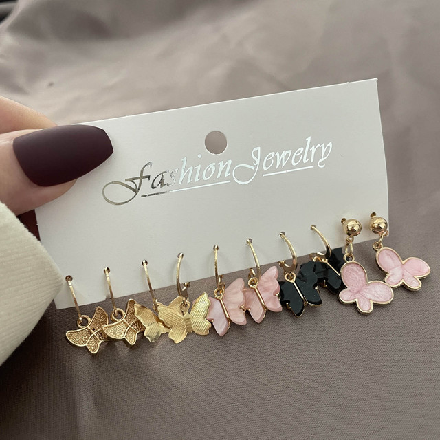 Boho Snake Butterfly Drop Earrings For Women Geometirc Gold Metal Circle Hoop Earrings Set 2022 Trend Jewelry Best Gift